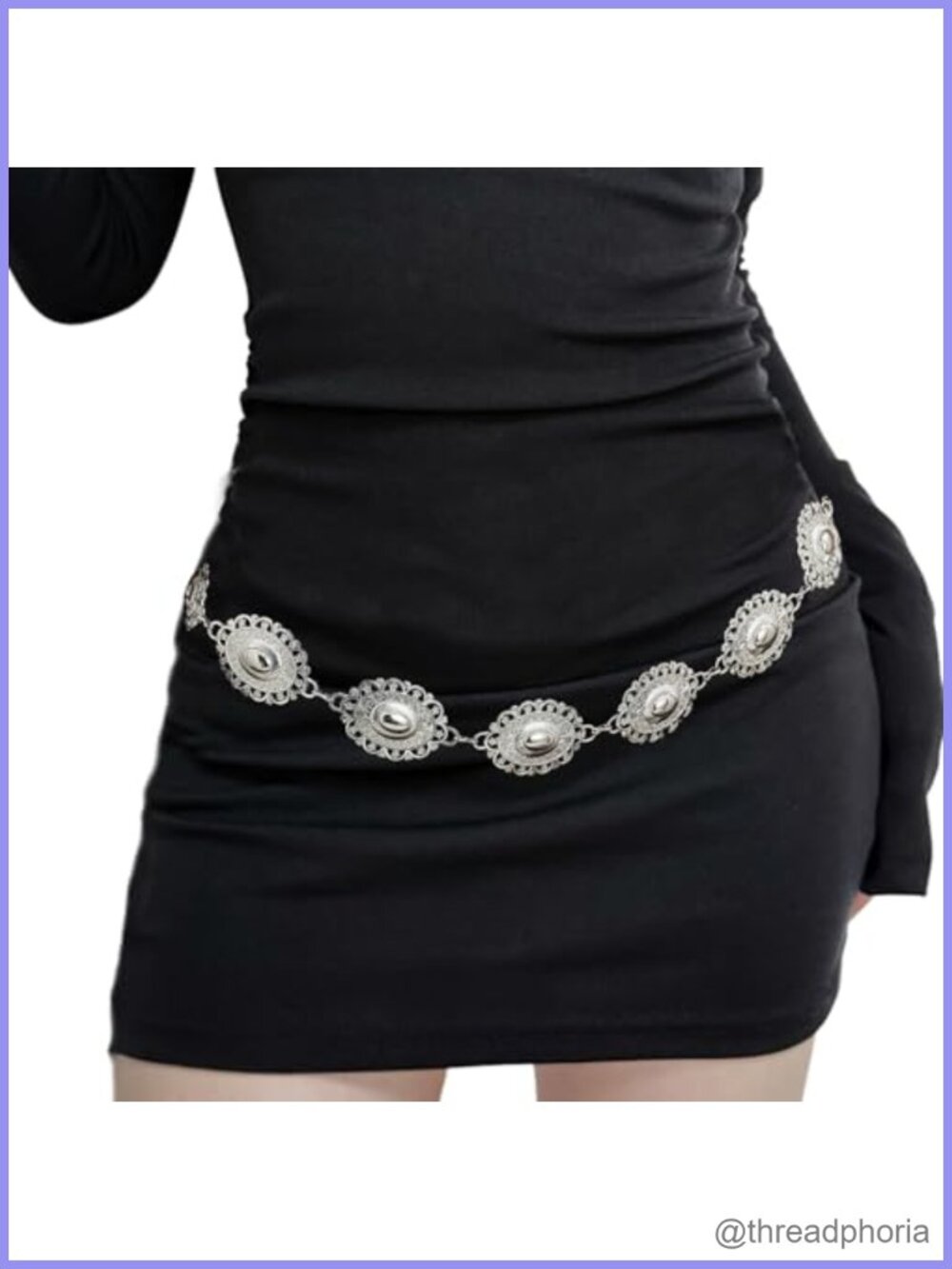 Metal Western Concho Chain Belt Adjustable Waist Belt for Dresses Jeans